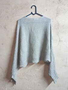 Light Grey Tie-Front Knit Sweater Shrug