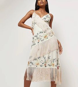 River H Hello Floral Embroidered Fringe Dress