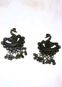Boho Peacock Jhumka Earrings