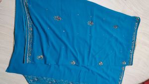 Beautiful Blue Embroidered Saree