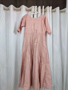 Brocade pink anarkali kurta