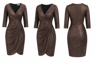 Metallic Shimmer Ruched Midi Dress