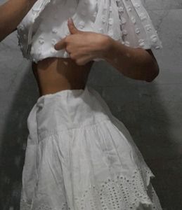 Broderie anglaise white skirt
