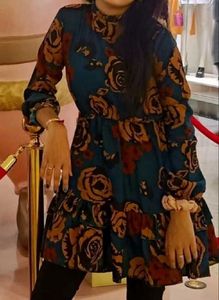 Boho Floral Print Mini Dress