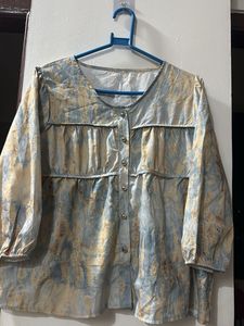 Unique Tie-Dye Button-Up Tunic Top