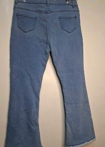 High-Waisted Raw Hem Flare Jeans.