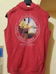 Red Sleeveless Hoodie
