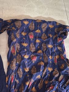 3 piece stylish Navy Blue Kurta Set with Print
