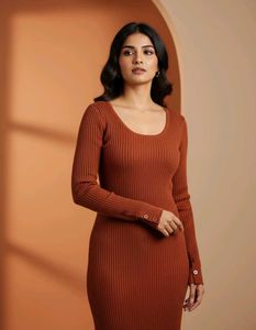 Ribbed Knit Midi Dress
