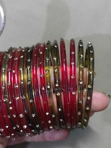 Set of Red &amp; Green stone Bangles