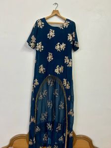 Navy Blue & Gold Anarkali Suit