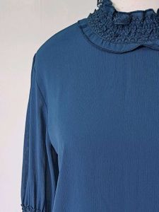 Chic Puff Sleeve Mock Neck Top