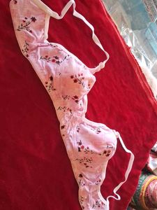 Pink Floral Print Bra