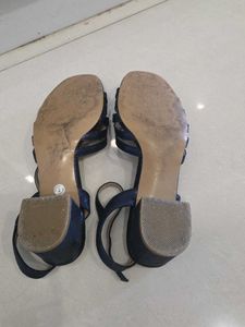 Navy Blue Strappy Block Heels