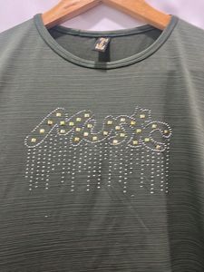 Green Embellished T-Shirt