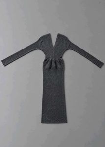 CHARCOAL GREY RIBBED CROSSOVER BODYCON MAXI DRESS