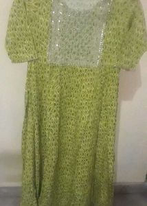 Elegant Green Embellished Ethnic kurti