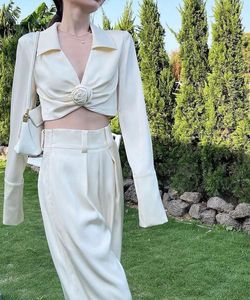Elegant Cream Cropped Blouse
