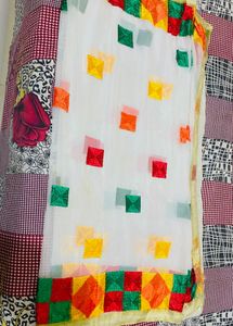 White Multicolour Dupatta with salwar