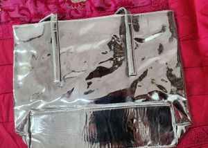 Shiny Silver Tote Bag