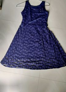 One Piece Dress Navy Blue Polka Dot Net |