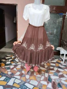 Embroidered Tiered Maxi Skirt