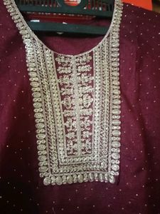 New dress 👗 Elegant Maroon Embroidered Kurta