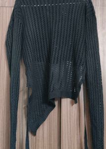 Sheer Knit Asymmetrical Top