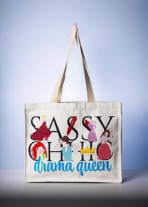 Hand-drawn thick cotton canvas tote bag
