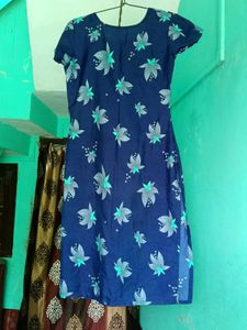 Floral Print Navy Blue Dress