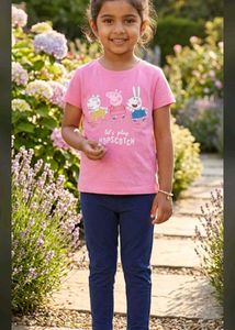 5-6 year Peppa Pig Girls Pink T-Shirt and Blue Pan