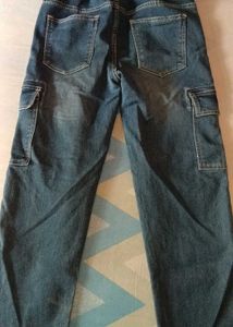 Blue Denim Cargo Jeans