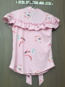 Cute Pink Floral Ruffle Top