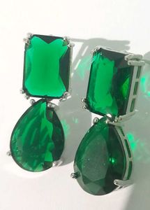 real Ad Emerald Green Gemstone Drop Earrings