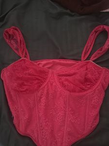 SALE‼️Elegant Lace Corset Top pink -korean brand