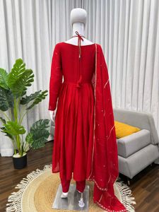 Elegant Red Anarkali Kurta Set