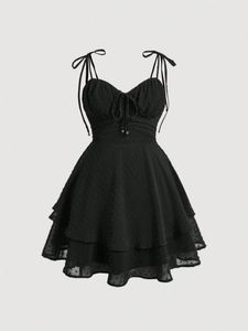 Black Swiss Dot Mini Dress