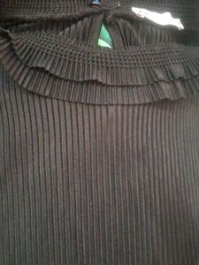 Zara Black Pleated Mock Neck Top