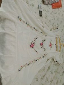 Embroidered White Midi Dress