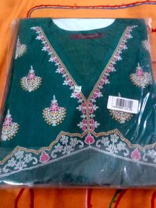 Elegant Green Embroidered Kurta with pant Size XXL