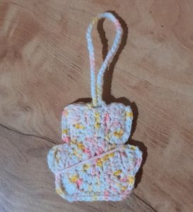Crochet Mini Teddy Bear Pouch Cum Keychain