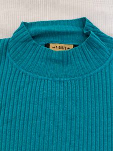 🆕 Teal Ribbed Mock Neck Sweater