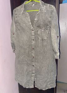Stylish Washed Grey Shirt Dress