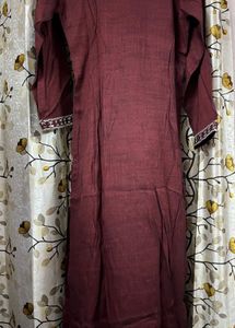 Maroon Embroidered Kurta