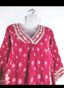 BIBA Red Floral Kurta Set