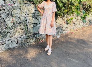 Floral Puff Sleeve Midi Dress
