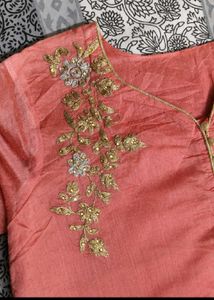 Elegant Peach Embroidered Kurta
