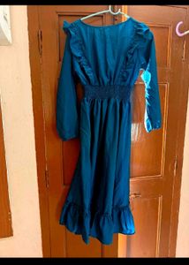 Elegant Teal Ruffle Maxi Dress