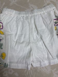 White Floral Embroidered Shorts