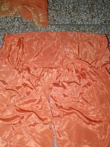 Orange  silk salwar kameez set with dupatta